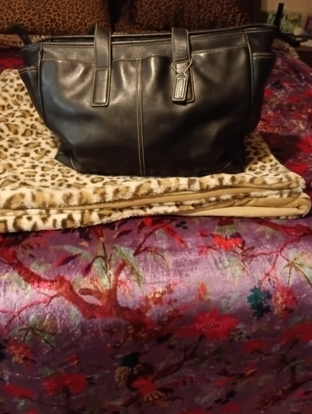 Coach Black Leather Oversized Tote with Dual Straps